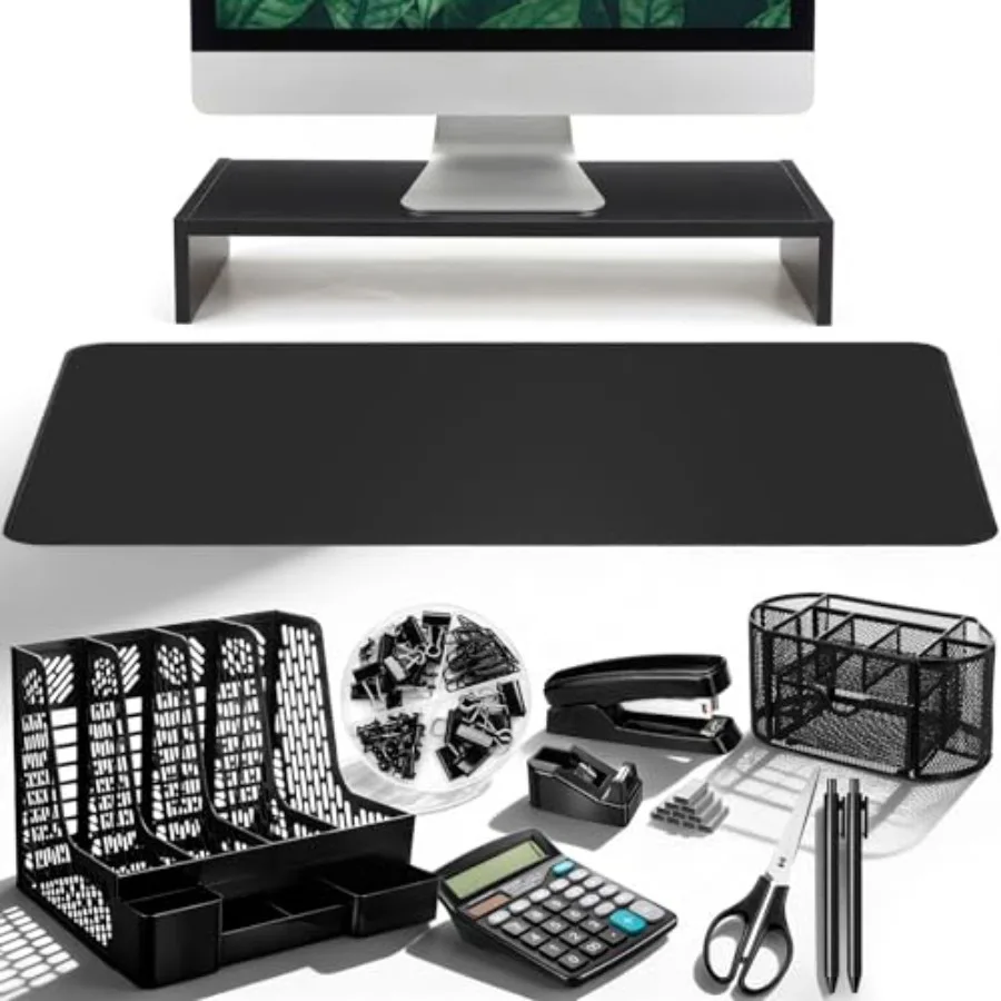 

Набор из 12 предметов: Органайзер для офисного стола 12-в-1 с защитной подкладкой, подставкой для компьютера, органайзером для файлов, держателем для ручек и калькулятором