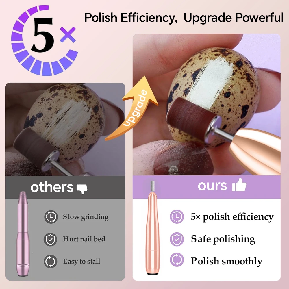 Professioneller Elektrischer Nagelbohrer, USB-Betriebene Tragbare Nagelfeile für Acryl- und Gelnägel, Maniküre-Pediküre-Werkzeug mit 6 Bohrern – Detail 3
