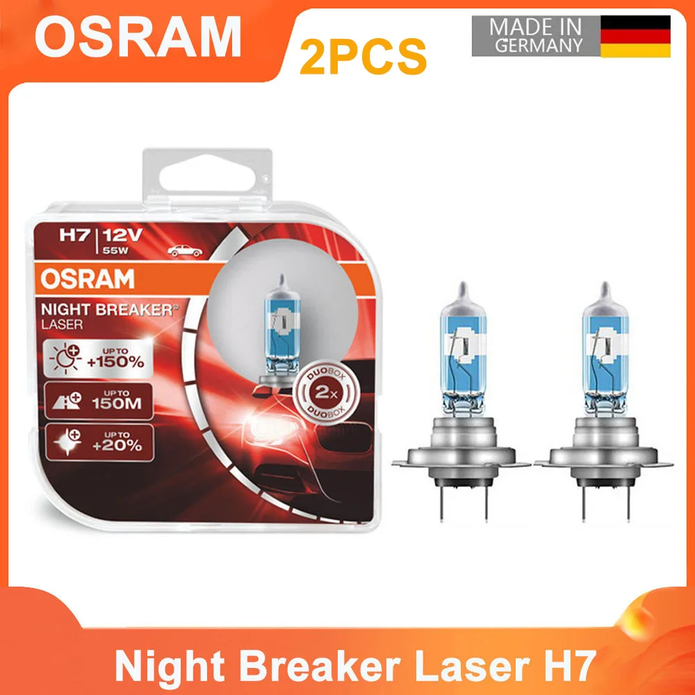 OSRAM Night Breaker Laser 12V 55W H1 H3 H4 H7 Next Generation Halogen Headlight H8 H11 HB3 9005 HB4 9006 3700K Auto Bulbs(2 Pcs)