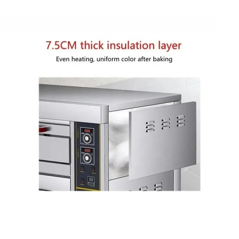 Piekarnik przemysłowy dwupiętrowy czteropłytkowy ze stali nierdzewnej, kolor stalowy, wyposażenie restauracyjne, sklep piekarniczy 225