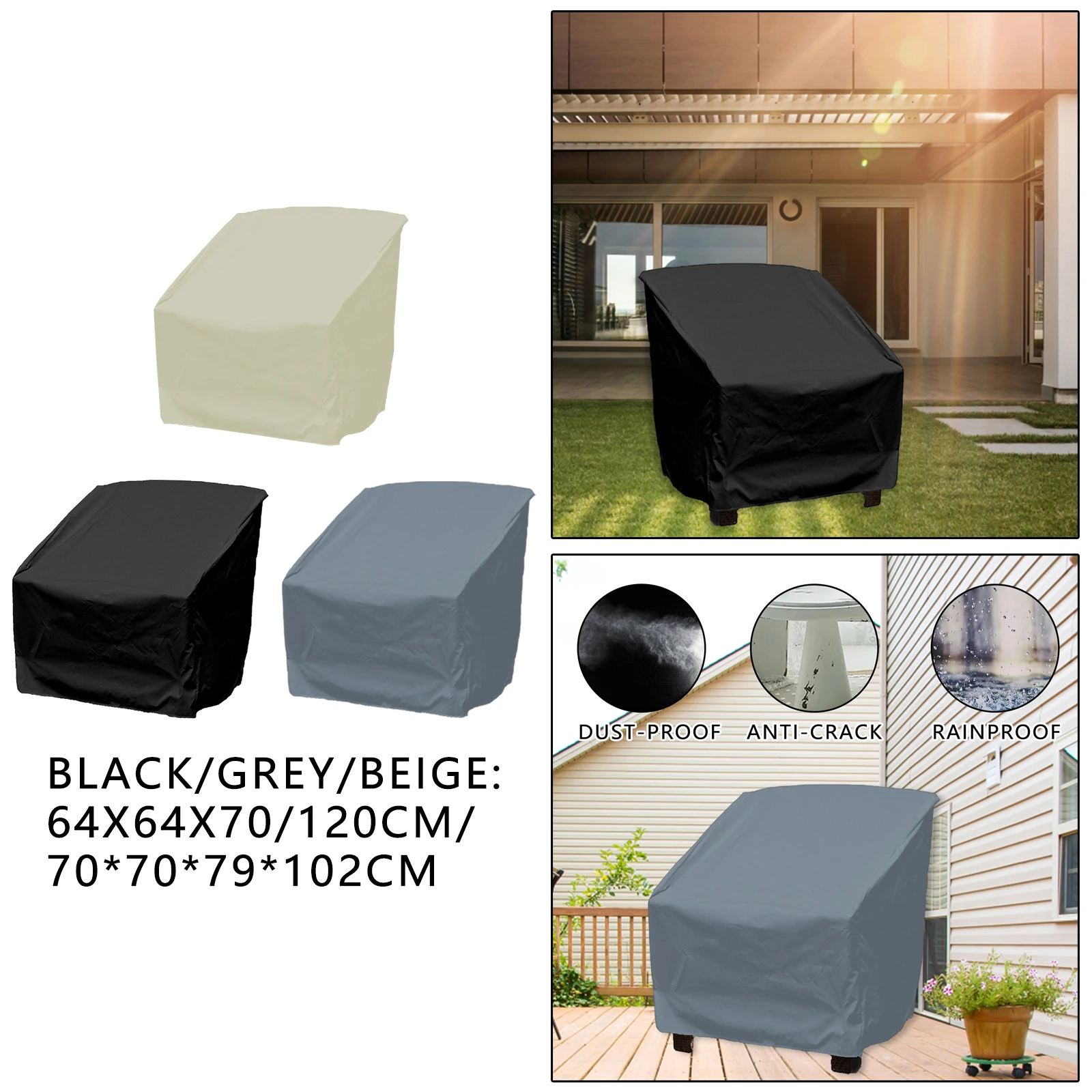 Outdoor Garden Chair Protection Cover Waterproof Durable 210D Oxford Cloth for Terrace Armchairs