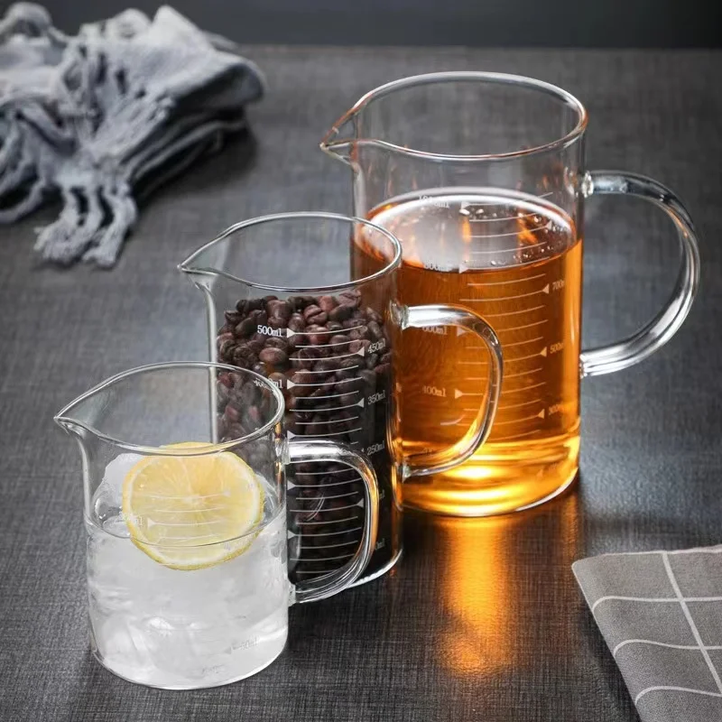 

Thiened High Borosilie Glass Transparent Sc Cup with Handle for Baking Milk Cup Microwave Se Home Use Glass Cup