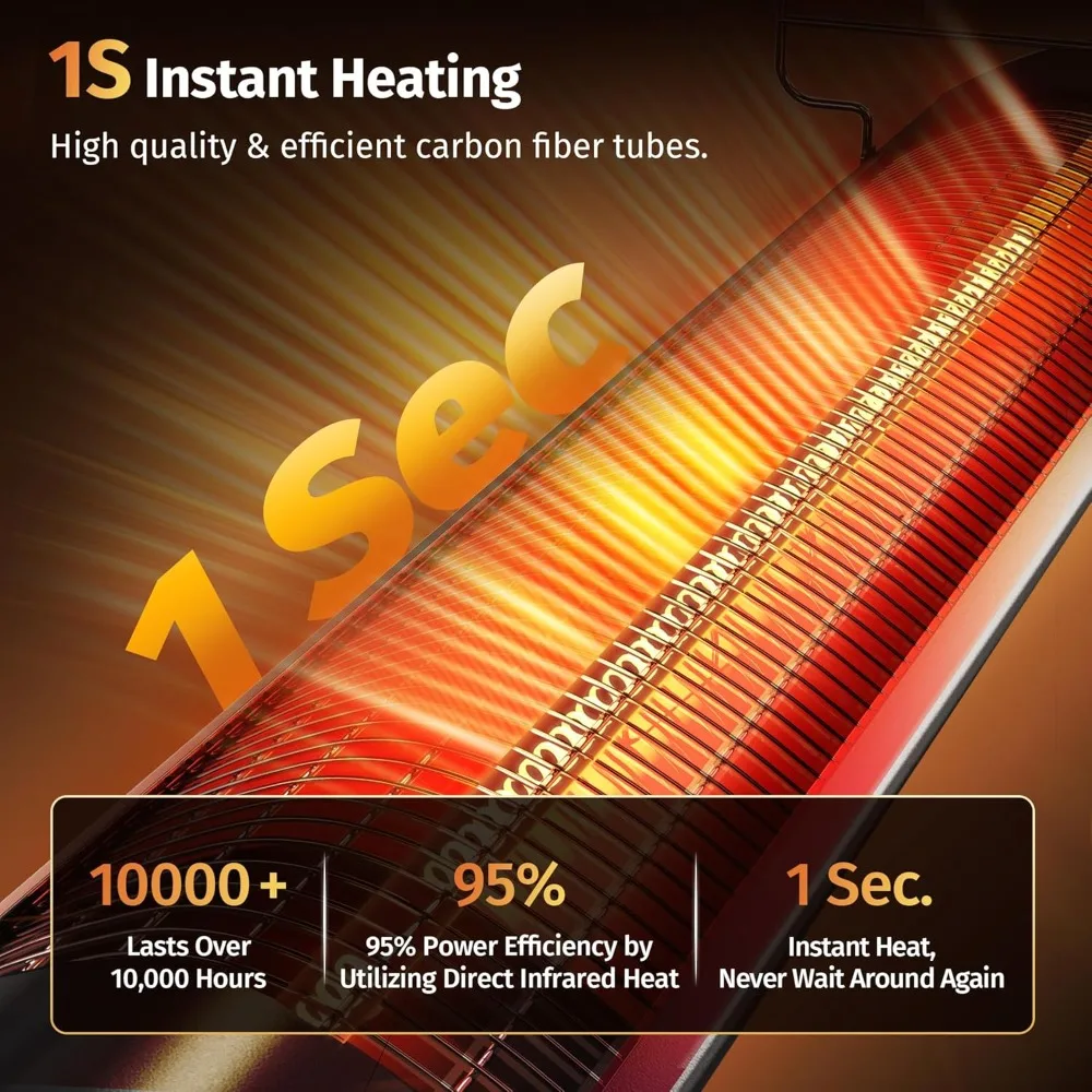 Electric Outdoor Indoor Heater,  Portable Patio Heater, Waterproof Indoor Infrared Heater with Tip-over & Overheating Protection