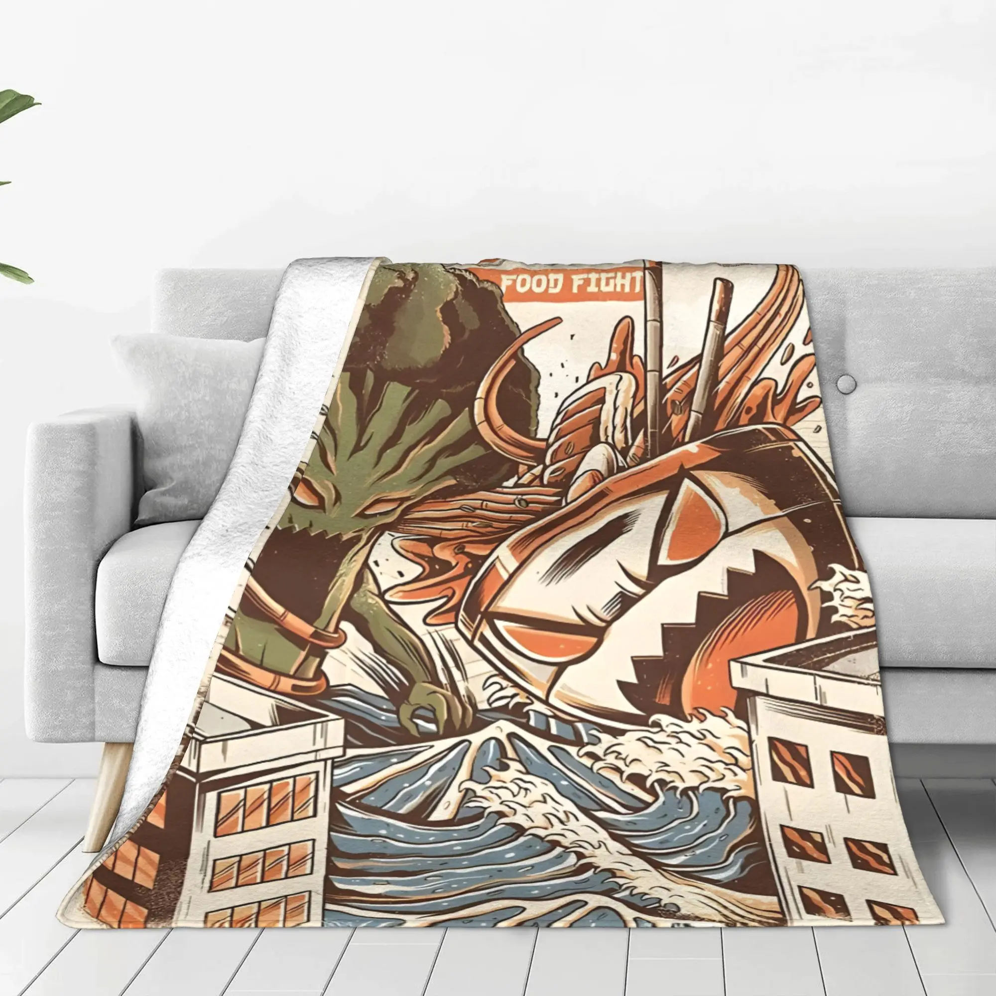 1PC Brocco Vs Ramen Kaijus Kaiju Monster Home Room Decorations Winter Blankets For Adults Bedding Home Interior Sofa Knee