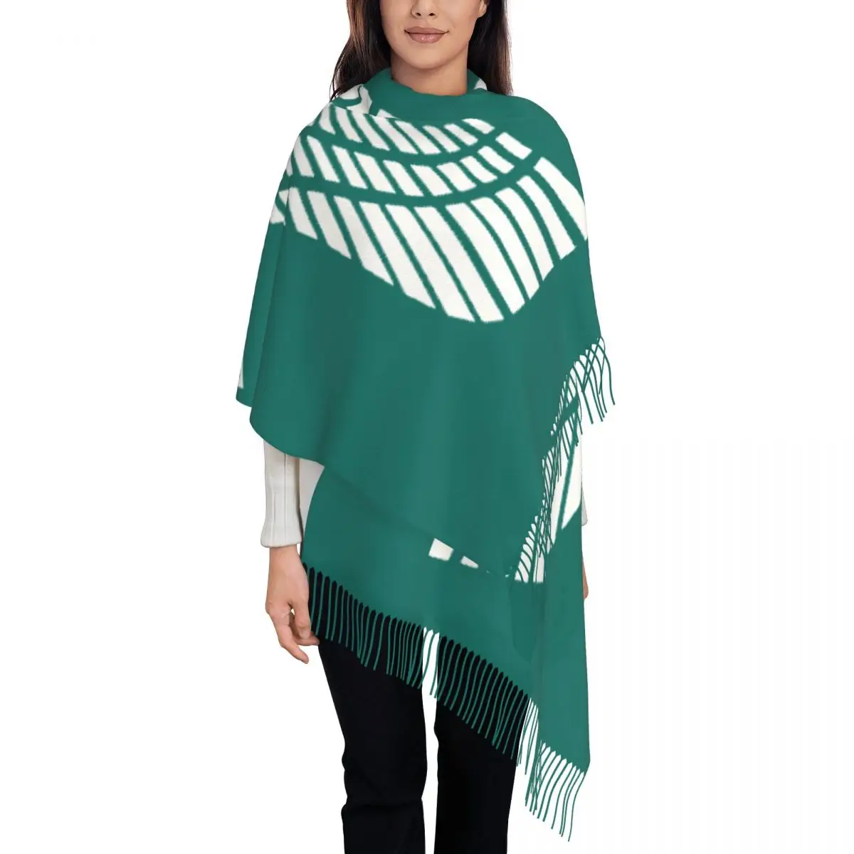 Luxury Syriac Suryoyo Flag Tassel Scarf Women Winter Warm Shawls Wraps Lady Aramean Scarves