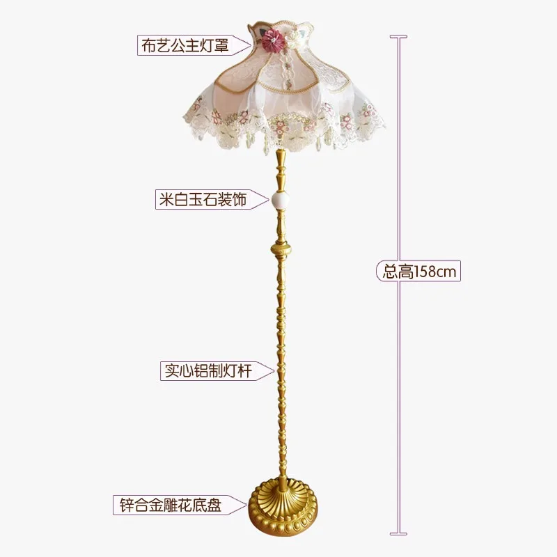 European French pastoral retro floor lamp princess lace atmosphere living room bedroom light luxury romantic warm view 4