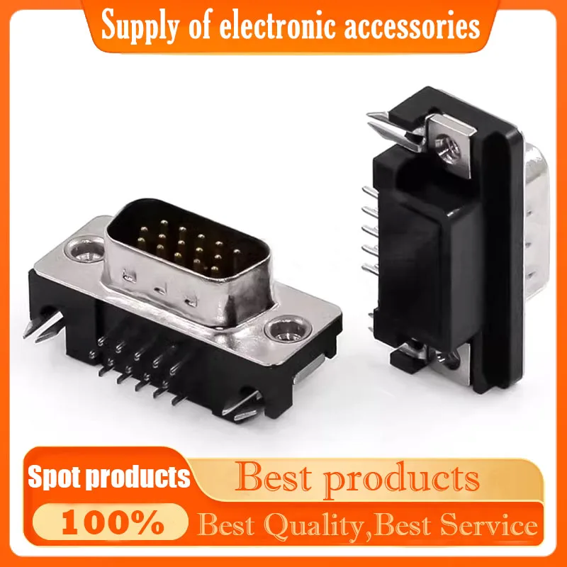 3-row DB15P-3.08 Male 90-degree elbow 15-pin socket VGA serial port Three rows of vinyl male welded plugs