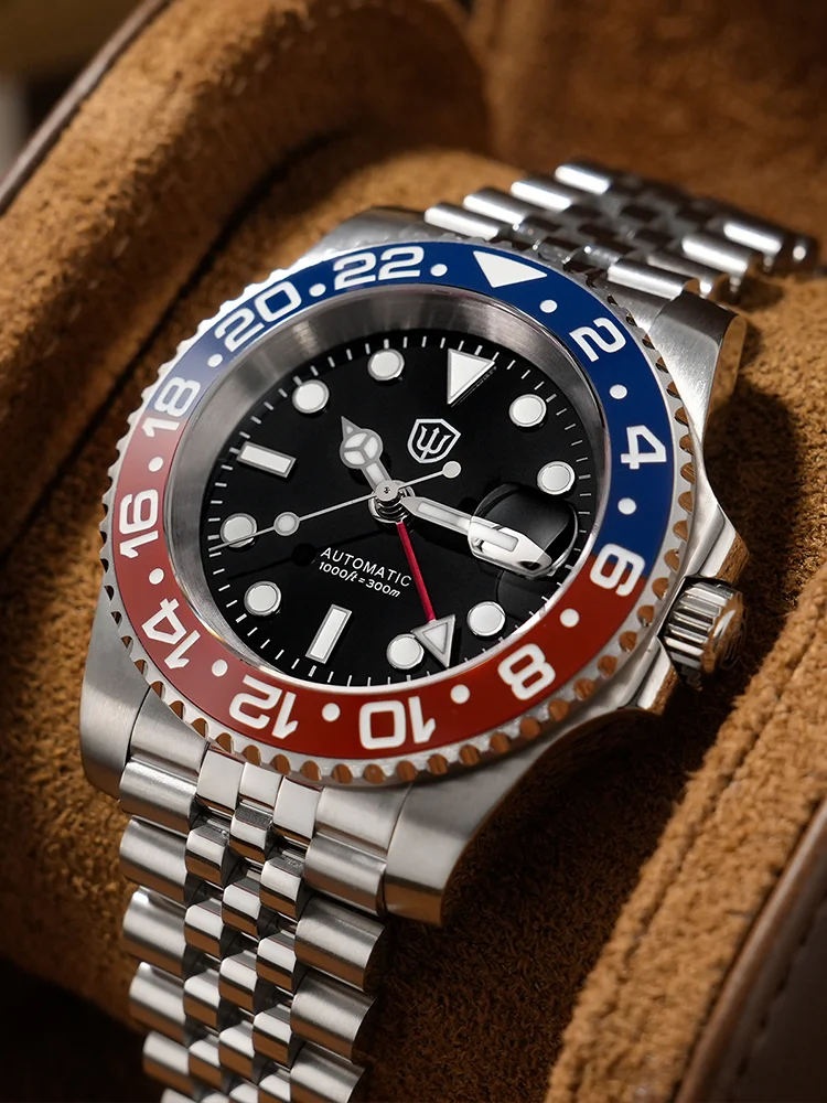 Watchdives WD16760 V2 GMT-Uhr NH34 Automatische Taucheruhr 300 m wasserdicht Saphirglas 24-Klick-Leuchtlünette Mechanische Uhren