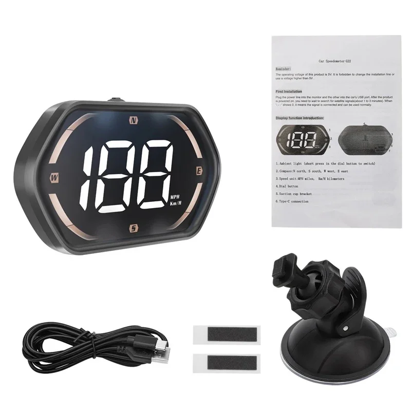 G22 GPS 속도 표시 HUD 자동차 디지털 헤드업 디스플레이 속도계 액세서리 프로젝터 자동차 전자기기 나침반 게이지 HUD