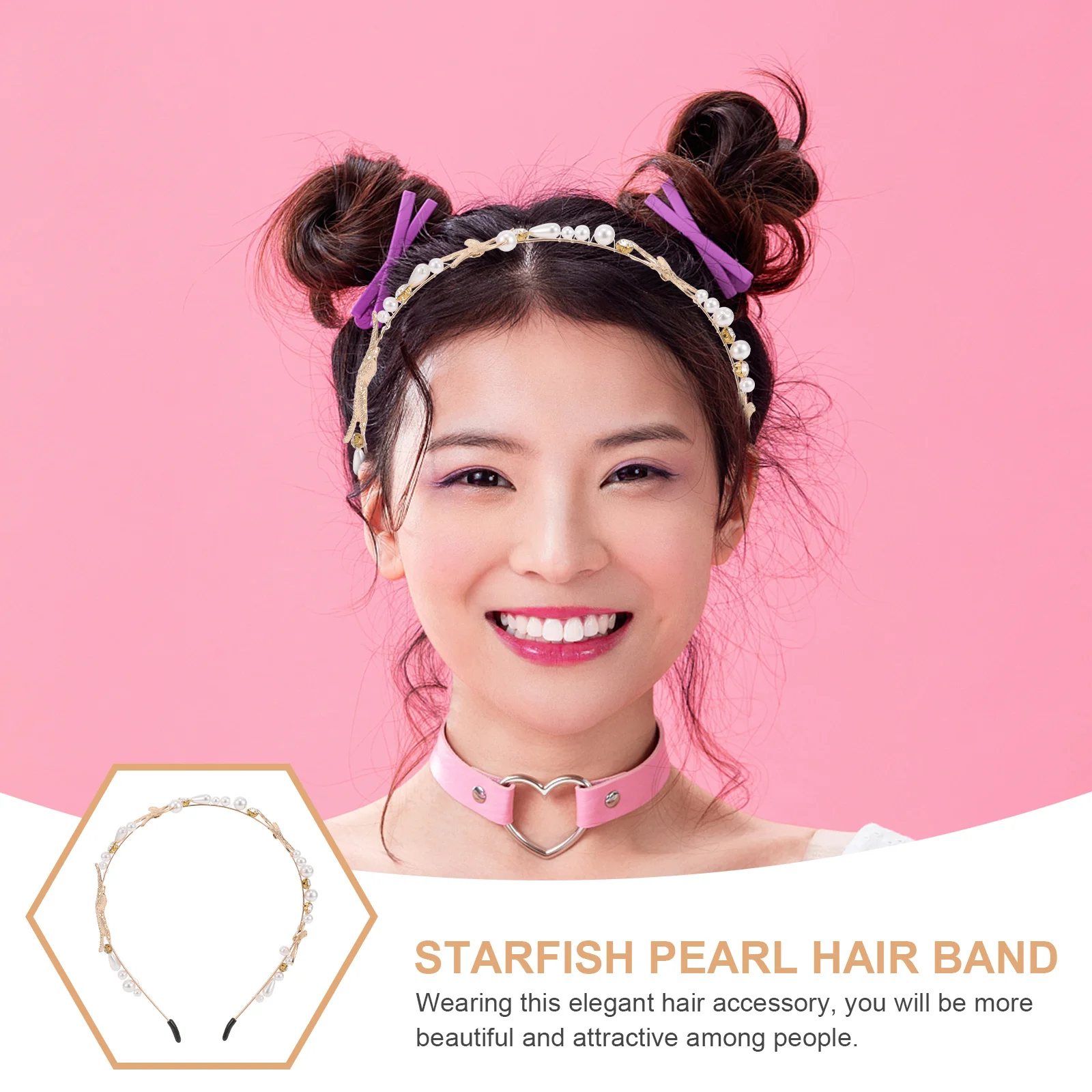 

1pc Pearl Star Design Pearl Bridal Party Bridal Fashion Hoop Hair Hair Hoop Women'S Daily Wear Accessory