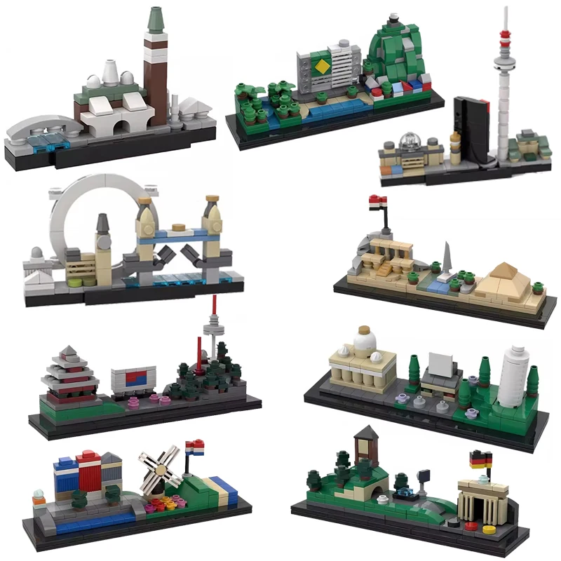 Bricklink Moc City Skyline House House Architecture Street View Frankfurt Bremen Cleveland New York Venice Berlijn Bouwstenen Speelgoed