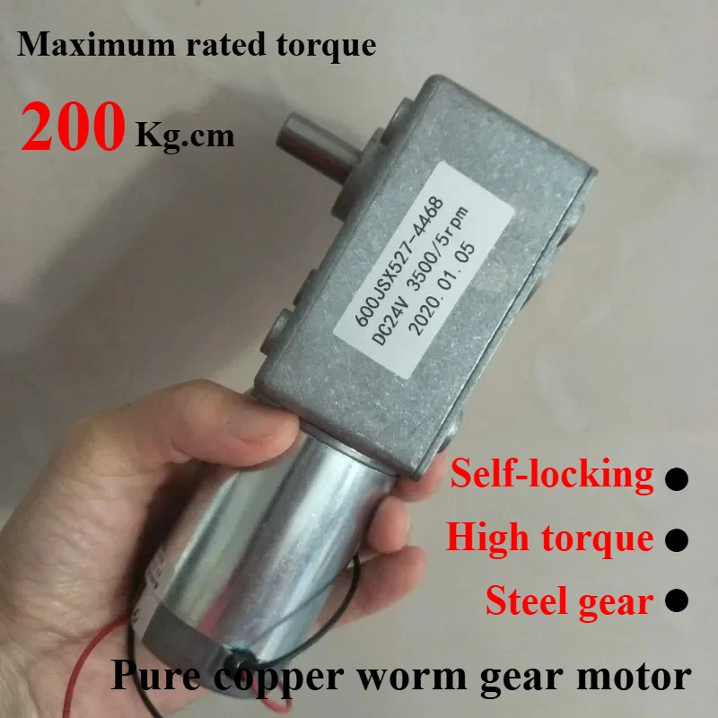 

600JSX-4468 7144 Square Turbo-Worm Gear Reduce Box Self-Lock 12V 24V Motor High Torque Speed 1/5/10/15/30/60/100RPM Single Shaft