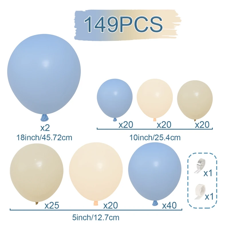 149szt Niebieskie balony Girlanda Zestaw łuku Urodziny Party Decor Kids Wedding Birthday Party Supplies Latex Ballon Globos Baby Shower