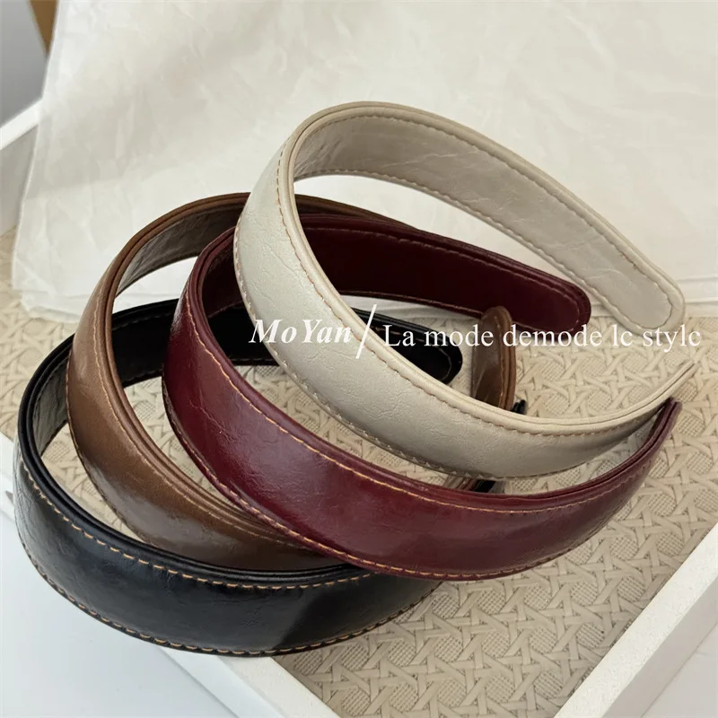 2026 New Retro Layered Leather Headband with clip – Elegant Hair Clamp & Headpiece for Women rider mask, Versatile for All Style
