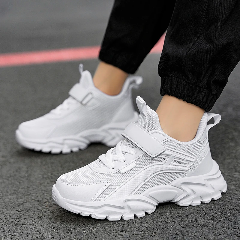 New Fashion Boys Girls Kid's Tennis Sport Running Shoes 4 Seasons Students School White Walking Casual Sneakers Breathable Soft