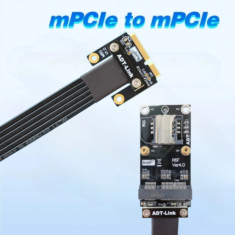 ADT-Link New Mini PCIe (Minicard) Extension Cable Extender Adapter Extension Cable M66SF PCIe 4.0 x1 Full Speed mPCIe Riser Card