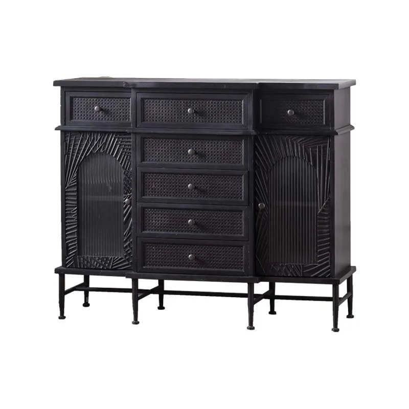 

European-style black simple entrance cabinet Changhong glass retro locker store large-capacity solid wood display cabinet