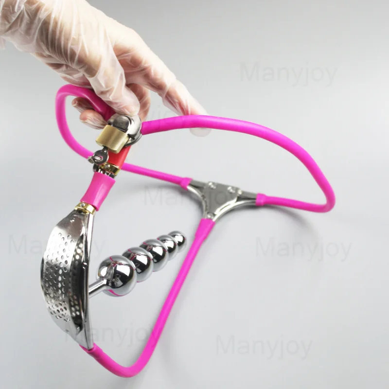 Invisible Female Lockable Chastity Belt Stainless Steel Silicone Protect BDSM Restraint Pants Anus Hole Anal Vaginal Plug Women