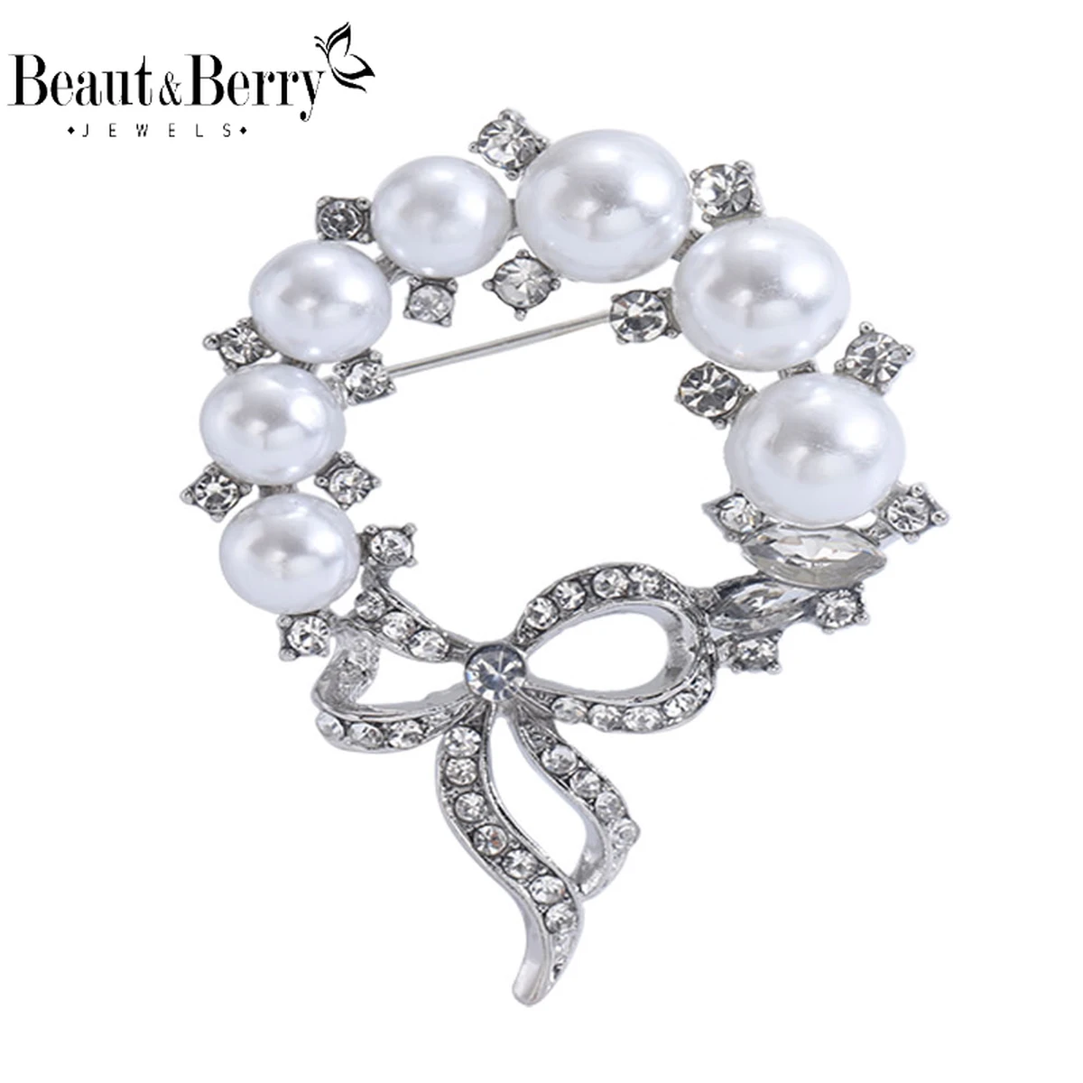 

Beaut&Berry Luxury Pearl Wreath Brooches for Women Plant Pins Friends Party Gift Banquet Jewellery Accessories
