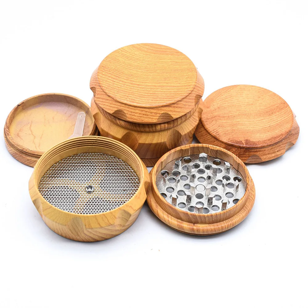 Woody 4 Layers Smoke Grinder 60MM Metal Resin Wood 63 Big Spice Tobacco Drum-Shaped Cigarette Herb Crusher Accessories