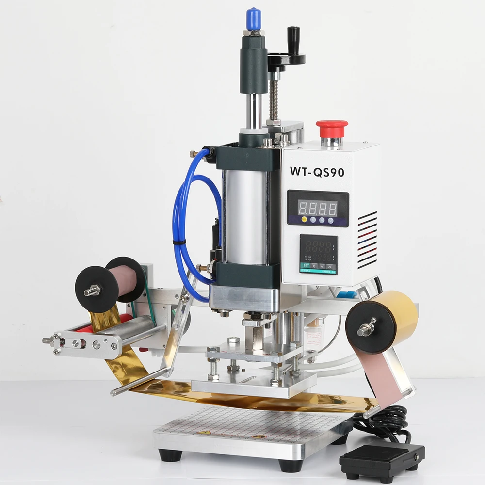WT-QS90 Bronzing Machine Pneumatic Hot Foil Stamping Machine Leather Wood Furniture Album Heat Press Machine Gilding Press