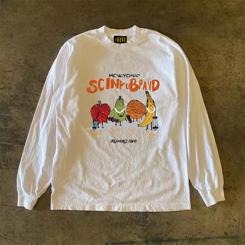 Heavyweight Pure Cotton Long Sleeve T-Shirt Unisex Vintage Style Streetwear Versatile 310gmao Xiaocheng Story Multi-Design