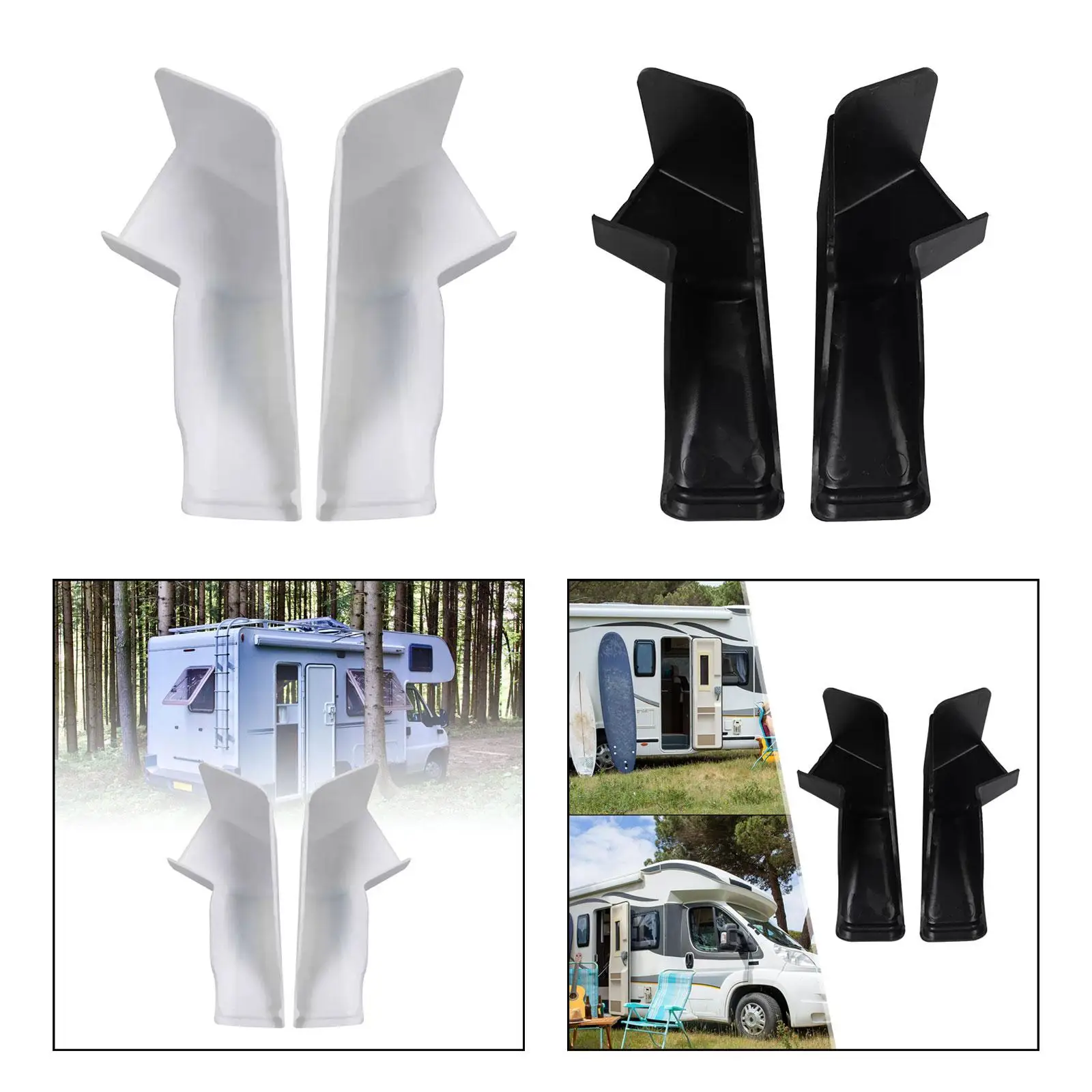 Conjunto de 2 bicos de calha RV para gerenciamento de água da chuva, extensões de fácil ajuste para van