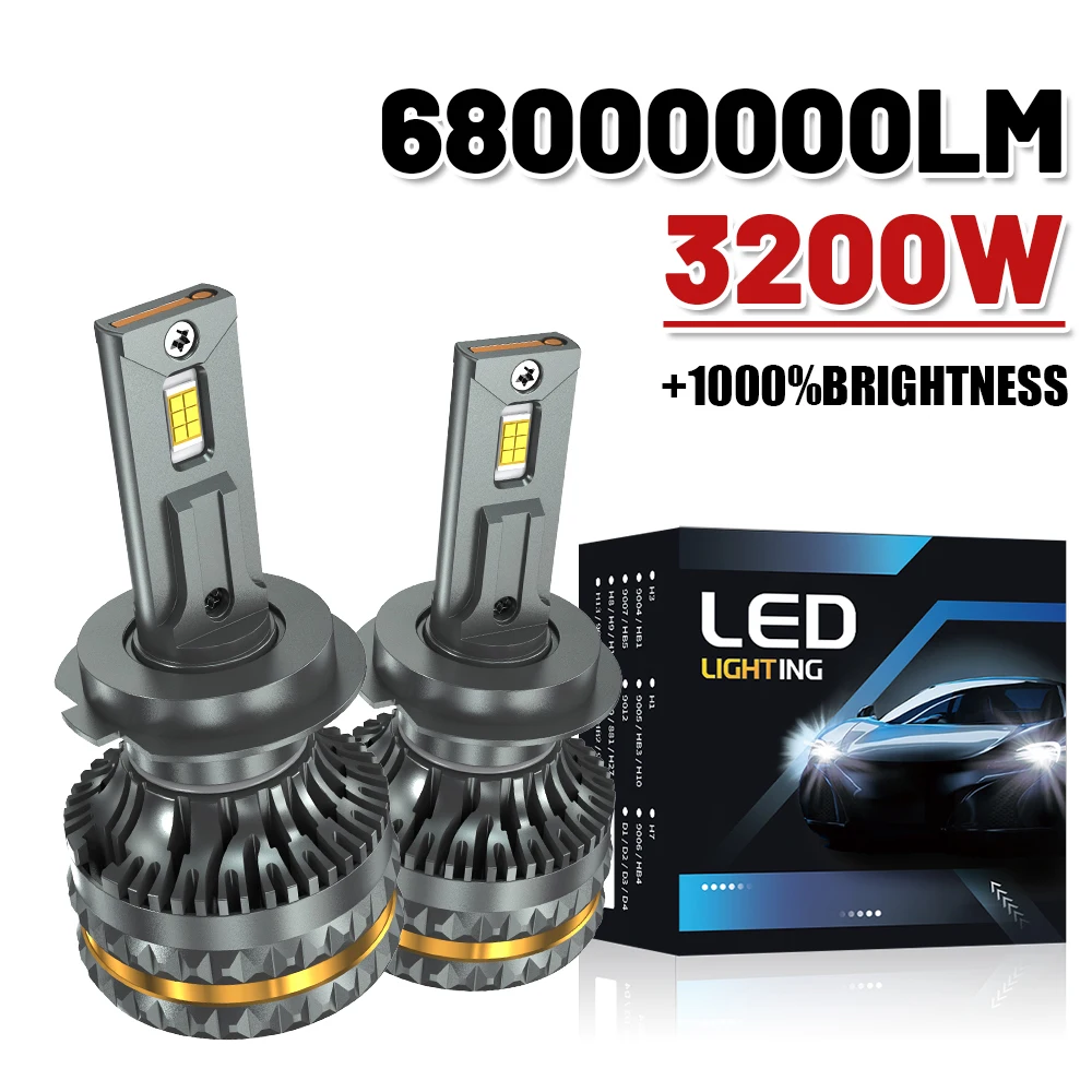 

H1 H7 H11 Car LED Headlight 9005 9006 9012 H13 H4 LED Conversion Kit Turbo Lamp Beam 68000000LM 6000K Cool White Halogen Bulb