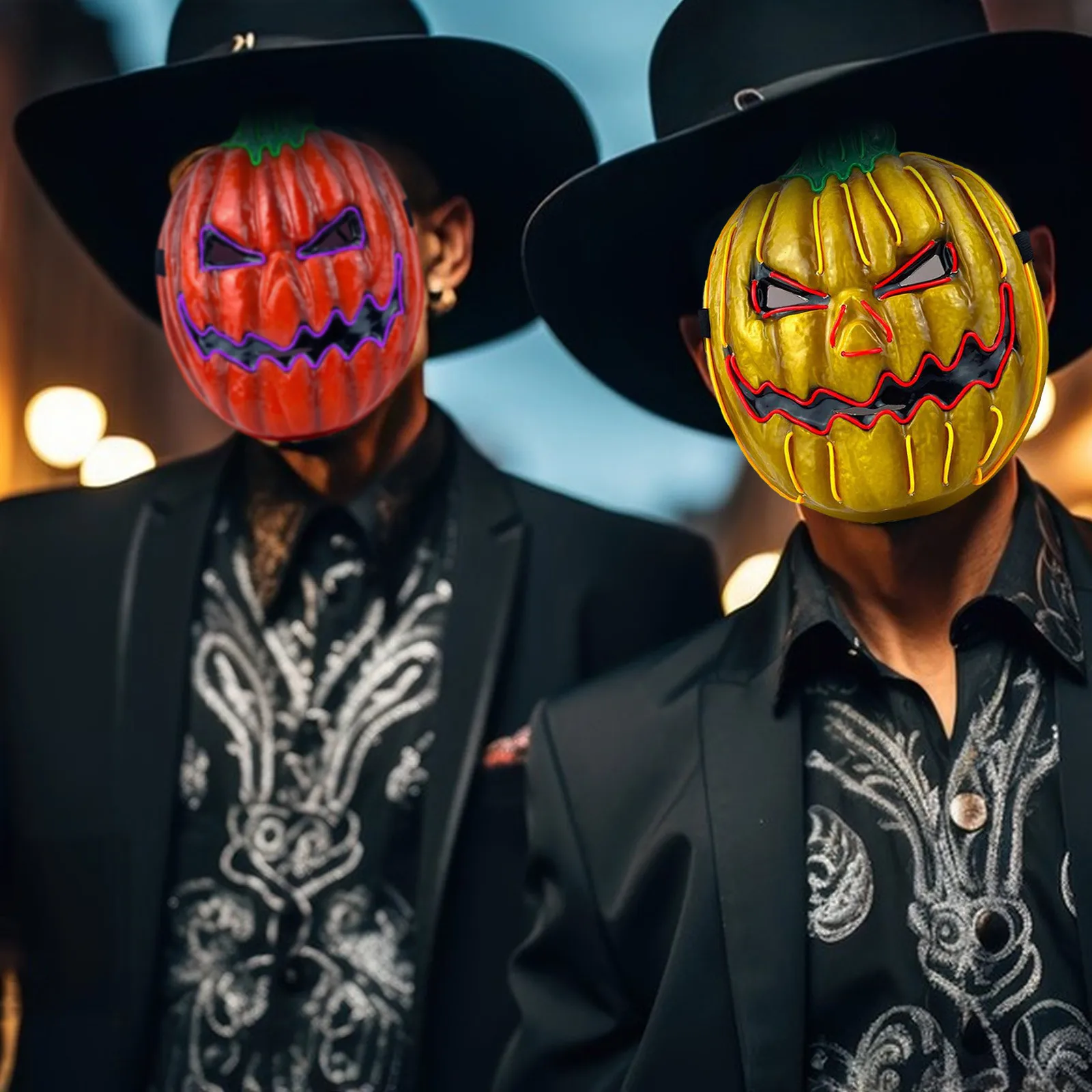 

Creative Halloween Masks With Luminous LED Gloiwng Pumpkin Head Horror Mask Ghost Full Face Mask Party Decoration Props