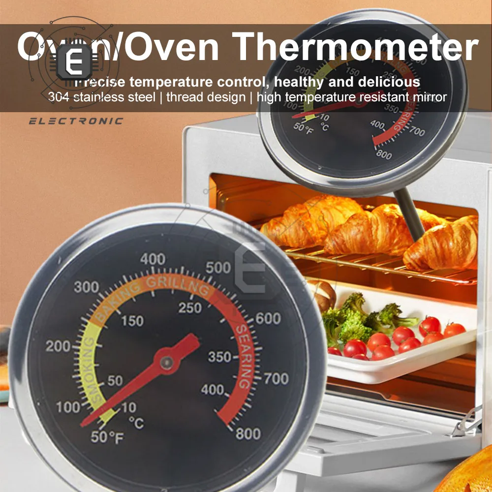 อ่านเตาอบเทอร์โมมิเตอร์สำหรับห้องครัวที่บ้านทำอาหารอุณหภูมิ0-400 ℃ BBQ เครื่องวัดอุณหภูมิสำหรับการย่างที่มีควัน