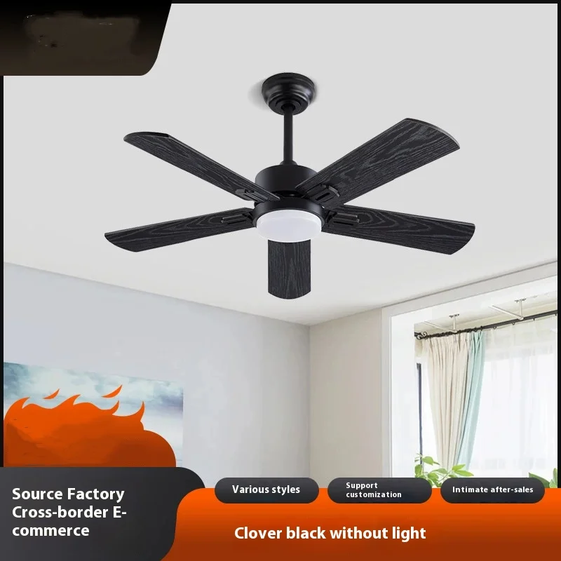 

85-265V LED Ceiling Fan Wood Blades Industrial Hanging Chandelier Fan Electric Fan Bedroom Living Room Dinging Slope Ceiling Fan