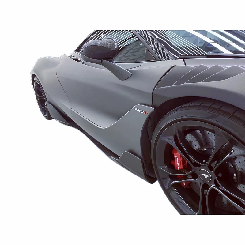For Mclaren 720S Spider RY style dry carbon fiber side skirt body kit front bar edge rear diffuser rear spoiler