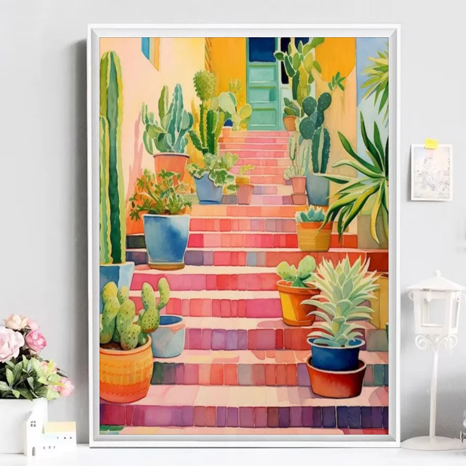 GATYZTORY Paint By Numbers For Adults Staircase Painting Kits Gift Picture Oil Acrylic Painting Number DIY On Canvas Home Decor
