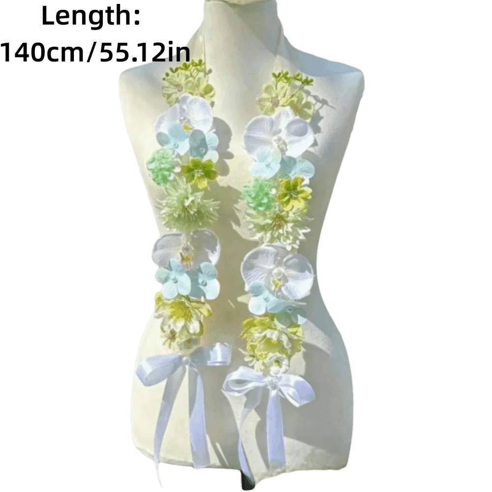 Hochzeits-Blumendekorations-Satin-Blumenschal mit gemischten Blüten, elegantes Ornament, künstliche Blumen, handgefertigter simulierter Blumenschal – Detail 1