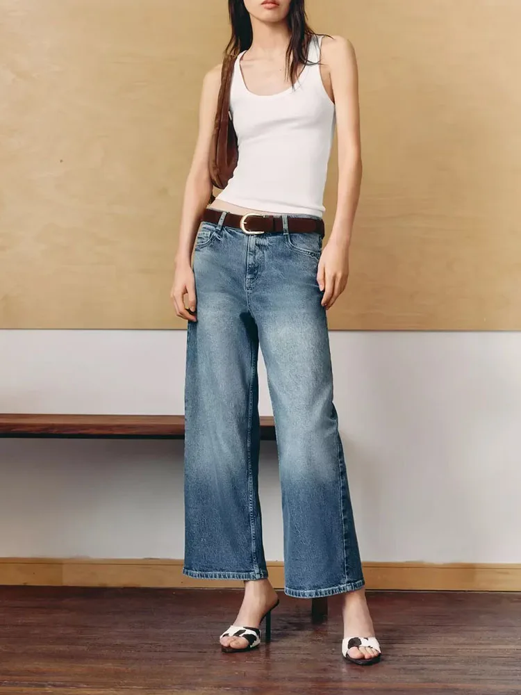 

Осенние женские джинсы с высокой талией и широкими штанинами, модные, новинка, с ремнем, премиум-класса