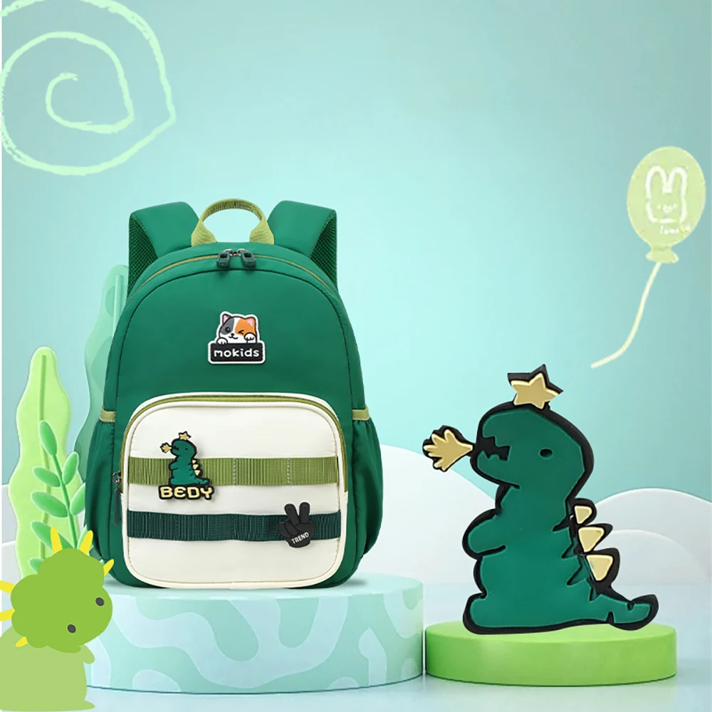 

Kids Backpack Cute Dinosaur & Bunny Green Primary School Bag With Multiple Pockets For Boys & Girls Daily School