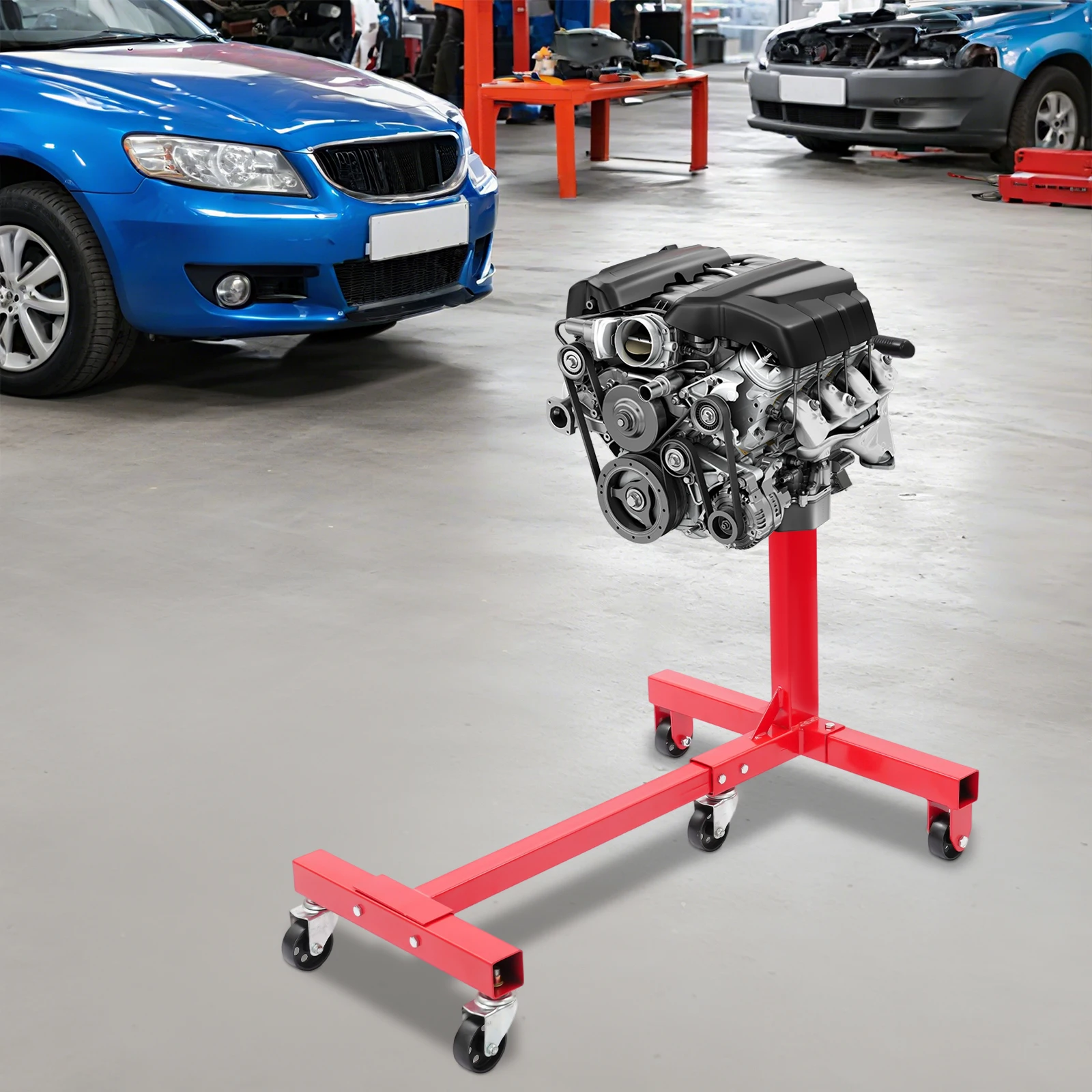 

Подставка для двигателя 1250 фунтов, сверхмощный складной держатель двигателя, вращающаяся на 360 градусов ремонтная подставка для технического обслуживания автомобилей, красный