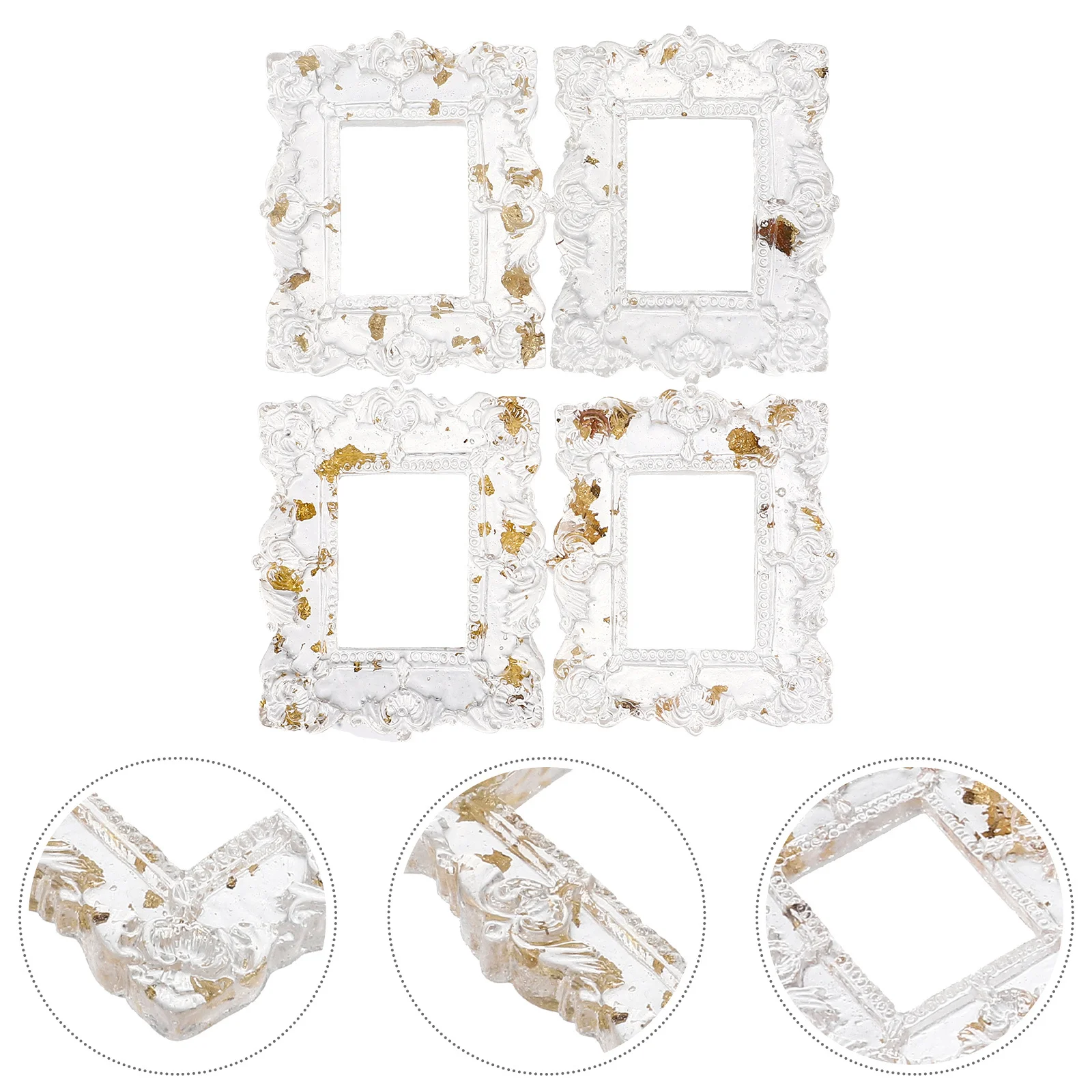 

4Pcs Retro Resin Photo Frames Small Picture Frame Home Desktop Ornament Display Mini Picture Frame Photo Frames