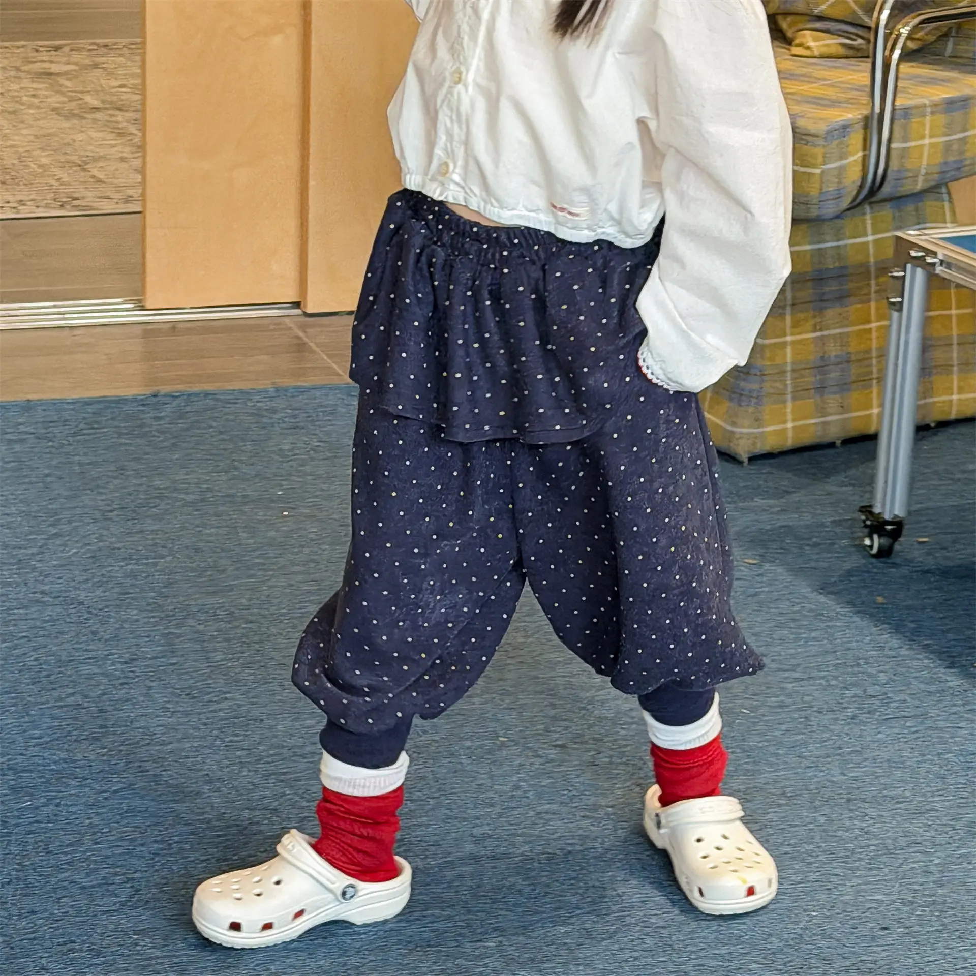 

2026 Spring New Children Trousers Cotton Toddler Harem Pants Fashion Polka Dot Sweat Pants Girls Casual Pants Kids Clothes