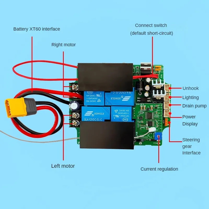 RX40E 12V 24V 40A Main Board 2.4G Remote Controller RC Distance 500m with Gyroscope Brushed Motor for Pulling Net Boat Trawler