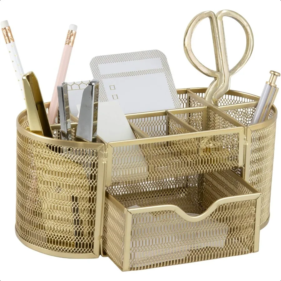 

BLU MONACO Gold Desk Organizer Set Desk Accories for Women Office Storage plies Small Desk Organizers
