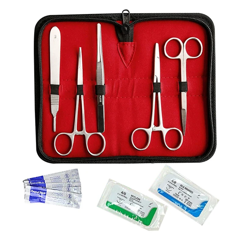 kit sutura em instrumentos de treinamento com laminas bisturi veterinaria biologia dissecacao laboratorio estudantes aco inoxidavel 01