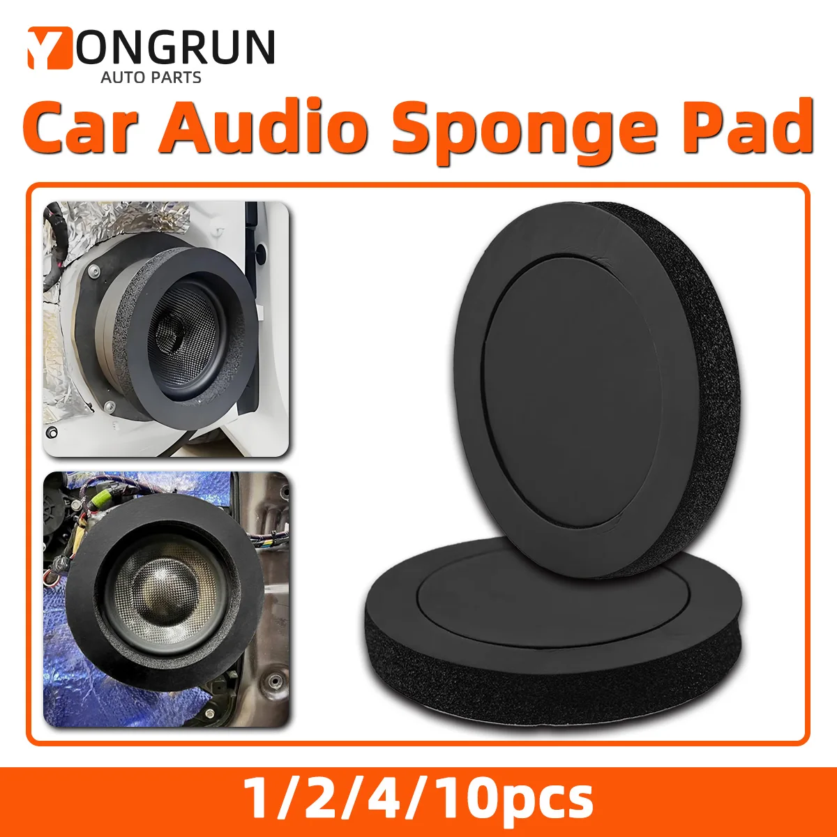 YONGRUN 1/2PCS Car Speaker Sound Isolating Ring Cotton Door foam Sound Isolating Pad Sound Isolating Cotton Speaker Bass Ring