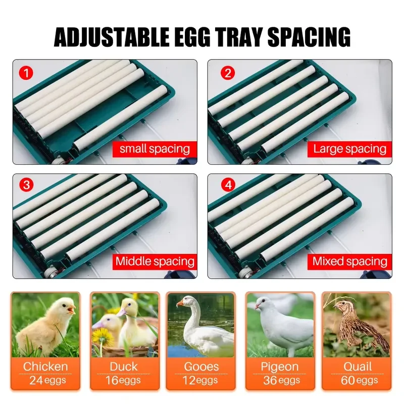 24 egg incubators, fully automatic electric chicken egg hatchery and household chicken and duck egg incubators
