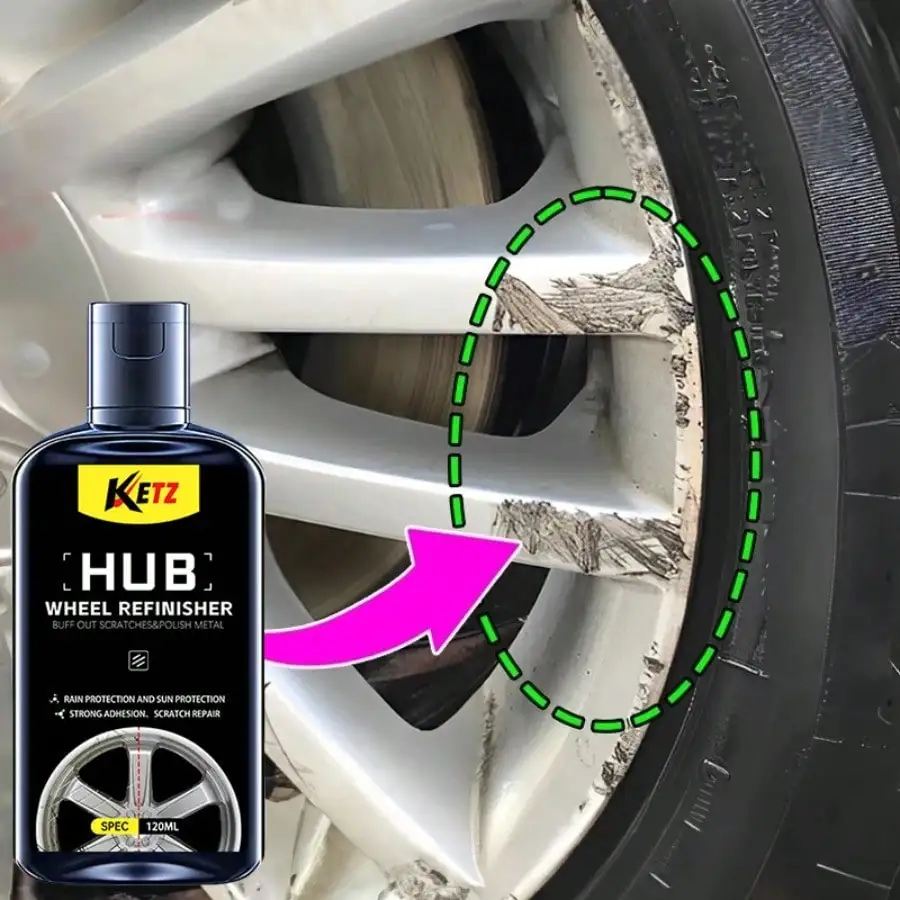 120ml Car Wheel Scratch Repair Kit, Wheel Refurbishment Polishing Paste, Car Wheel Scratch, Rust, and Fading Repair Agent, Restores the Metallic Shine, Wheel Care Wax