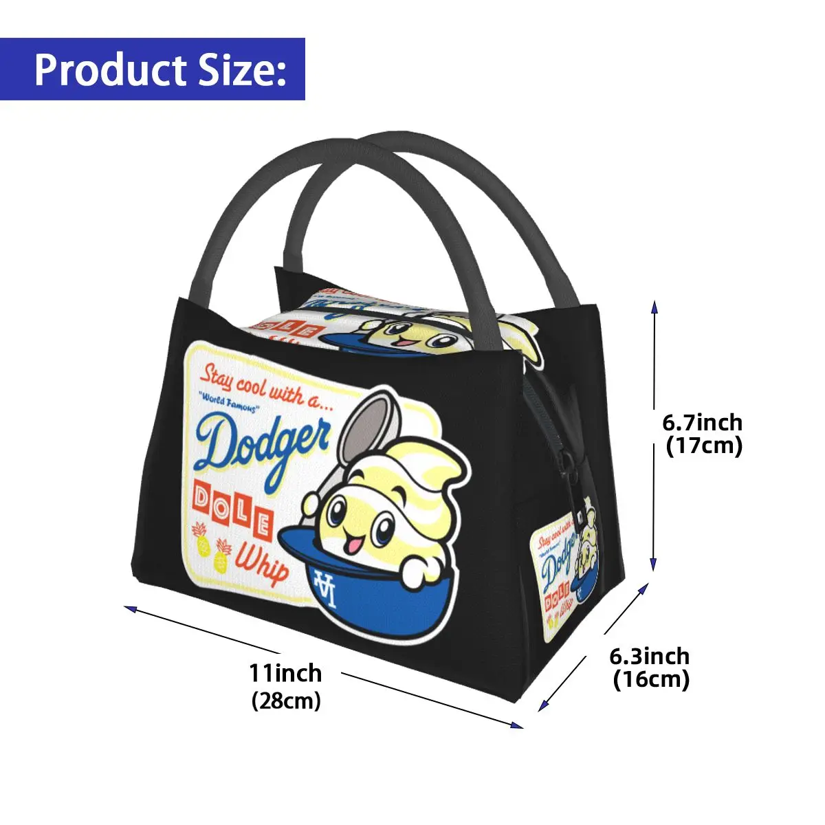 World Famous Dodger Dole Whip Insulated Lunch Bag for Women Children Portable Food Boxes Thermal Lunch Box Tote