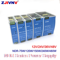 75W 120W 150W 240W 480W NDR Series Din Rail Switching Power Supply Rail mounted switch power supply DC 12V 24V 36V 48V