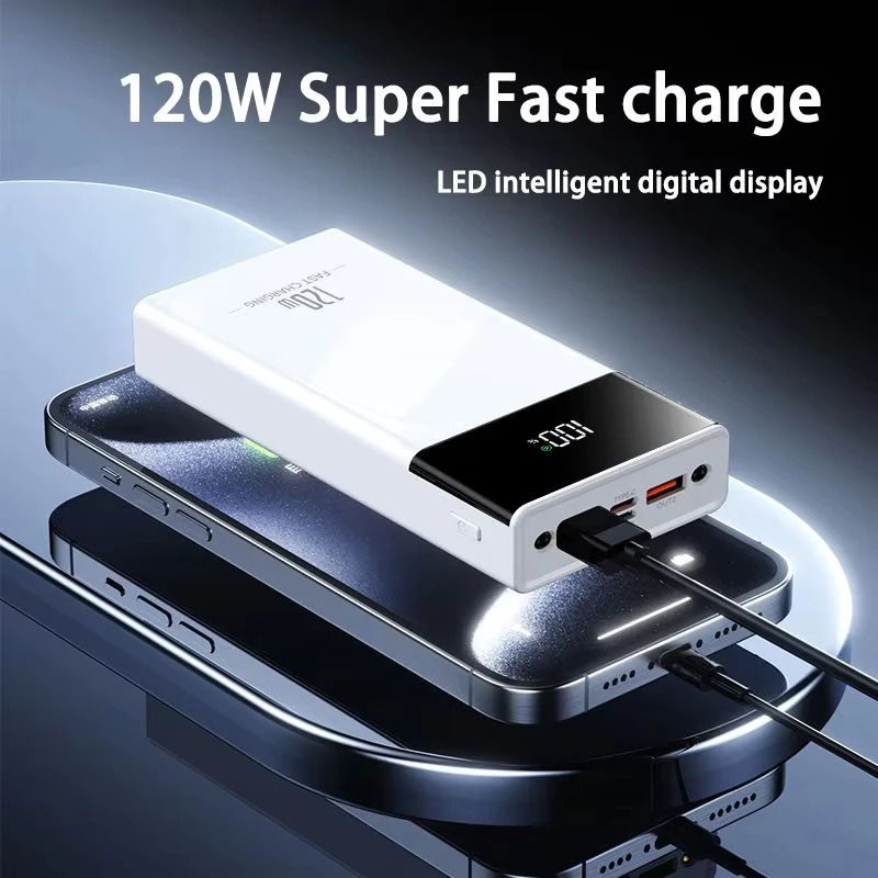 

Портативное зарядное устройство (Power Bank) 200000 мАч 120 Вт с быстрой зарядкой и цифровым дисплеем для iPhone и Samsung