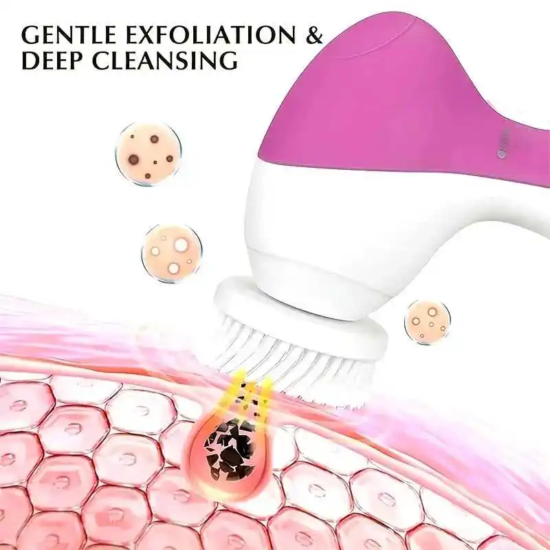 5-in-1 Electric Facial Cleansing Brush - Professional Blackhead Remover & Face Massager with Multiple Attachments, Rechargeable