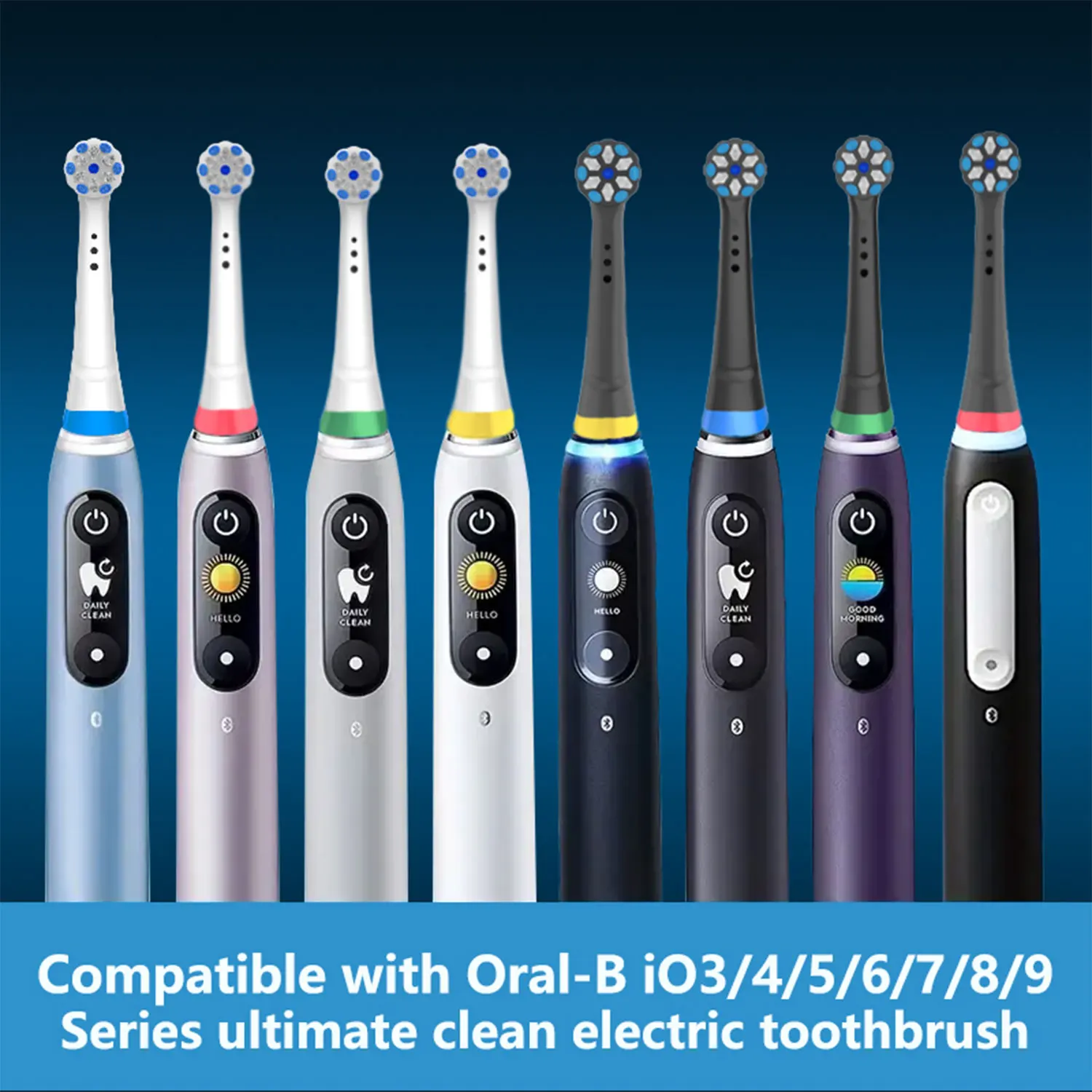 8pcs Compatible With Oral B IO Electric Toothbrush Head, Excellent Cloud Like Soft Bristles, Deep Cleaning, Colored Bottom Ring